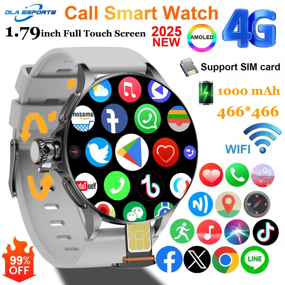 Ola Sport 4G Men's Smartwatch with NFC, GPS, 2GB + 16GB Storage, Dual HD 466x466 Camera, 2G/4G SIM Card, Wi-Fi