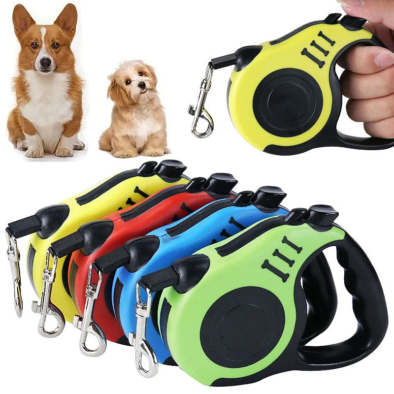 Automatic Retractable Dog Lead (3M / 5M) | One-Touch Lock & Ergonomic Handle | Nylon Pet Leash for Small to Medium Dogs