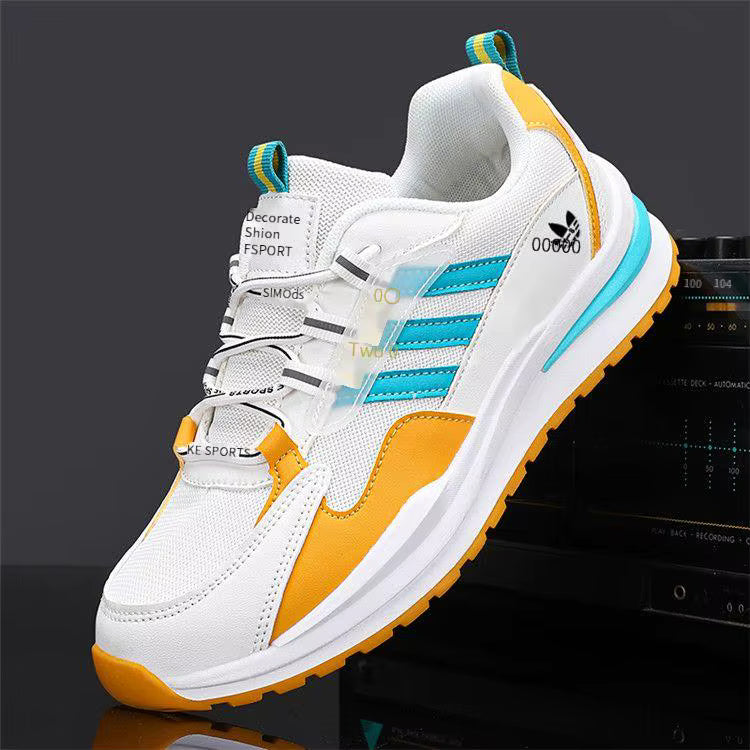 CATBELEE Men's Casual Running Shoes | Air Mesh Breathable Upper | Rubber Outsole | White, Orange & Blue Trainer