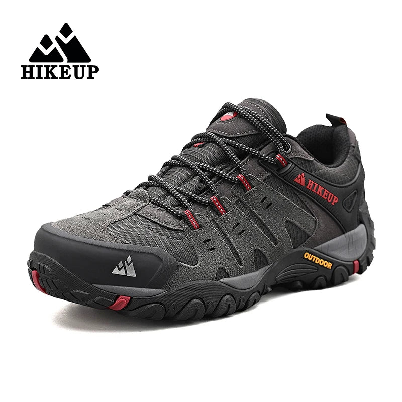 HIKEUP Men's Trekking Shoes | Advanced Non-Slip Rubber Outsole | Suede Leather Hiking Sneakers | Durable