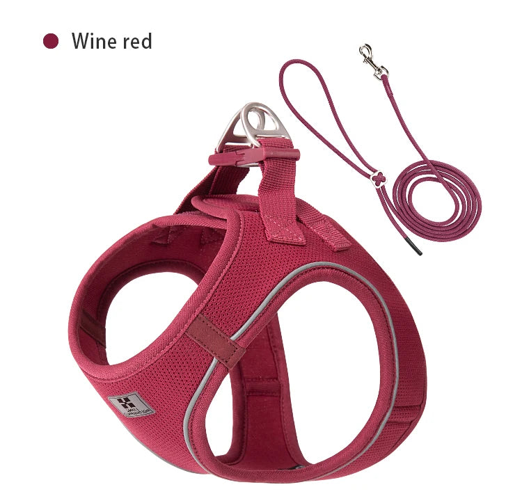 SMALL COMBINATION Air-Mesh Dog Harness & Leash Set | 360° Reflective, Padded & Quick Release | Small/Medium