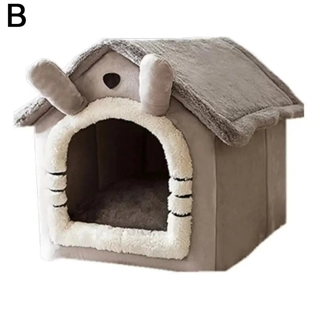 Luxury Plush Bear-Ear Cat House & Condo | Anti-Anxiety Semi-Enclosed Pet Tent with Removable Cushion | Indoor Cats 8lb