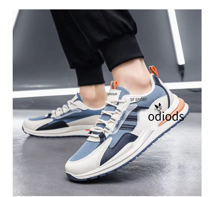 CATBELEE Men's Casual Running Shoes | Air Mesh Breathable Upper | Rubber Outsole | White, Orange & Blue Trainer