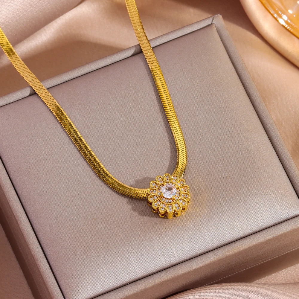 Marisa Minimalist Solitaire Necklace | 18K Gold Plated Stainless Steel Zirconia Pendant | Anti-Tarnish Jewellery