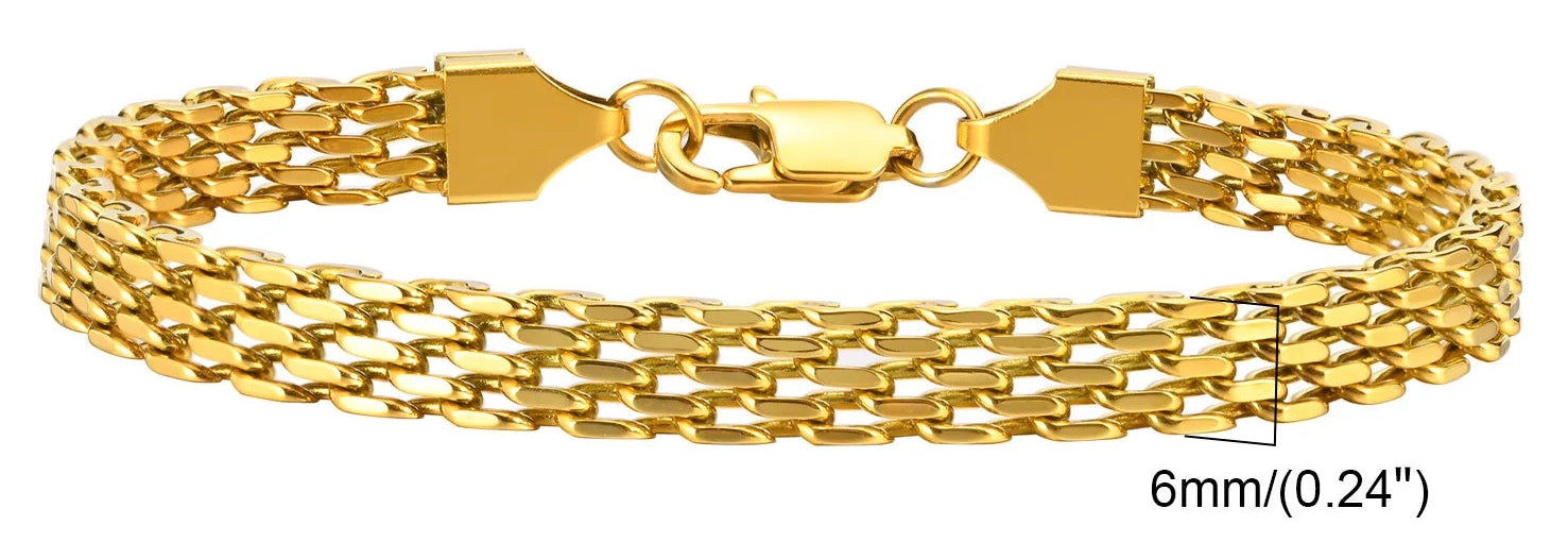 Meaeguet Gold Plated Stainless Steel Bracelets | Anti-Tarnish Chain Link Jewellery | Trendy Stacking Styles