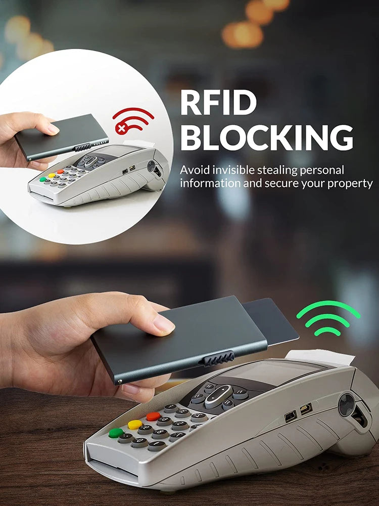 Slim Metal Card Holder Wallet | RFID Blocking Automatic Ejector | Aluminium Alloy Minimalist Design