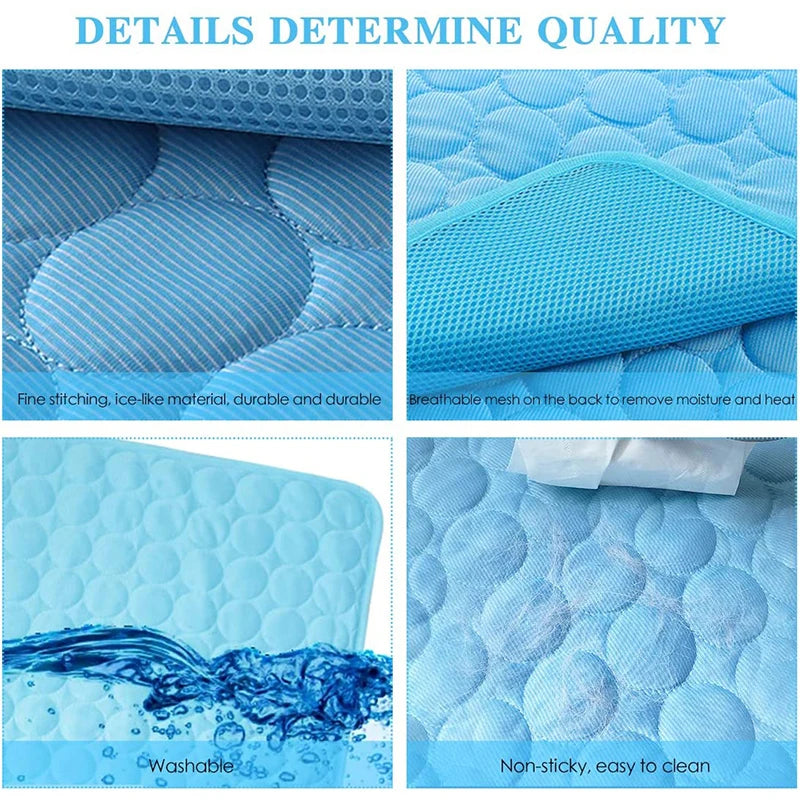Pet Cooling Mat for Dogs & Cats | Breathable Cold Fabric Pad | Self-Cooling, Hand Washable & Anti-Heat Relief
