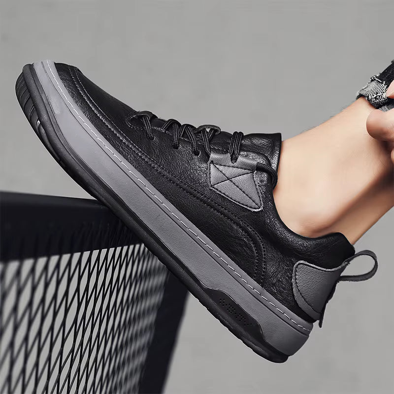Cymercan Men's Split Leather Casual Trainers | Two-Tone Design | Rubber Outsole | Breathable Sneaker