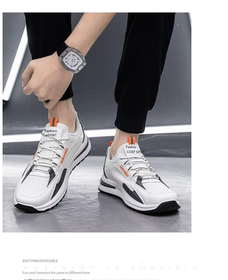 CATBELEE Men's Casual Running Shoes | Air Mesh Breathable Upper | Rubber Outsole | White, Orange & Blue Trainer