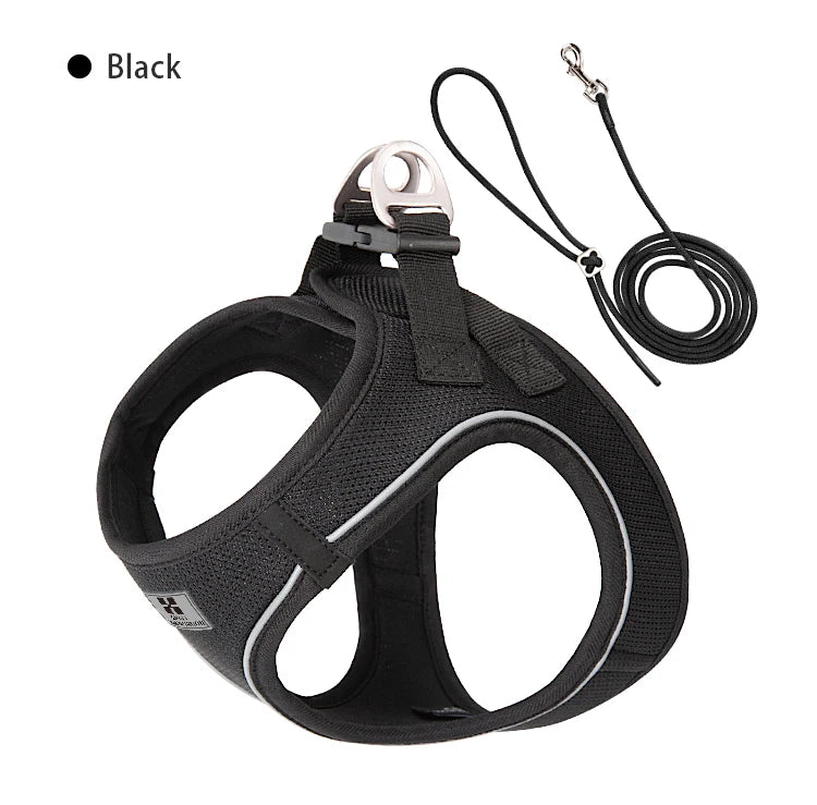 SMALL COMBINATION Air-Mesh Dog Harness & Leash Set | 360° Reflective, Padded & Quick Release | Small/Medium