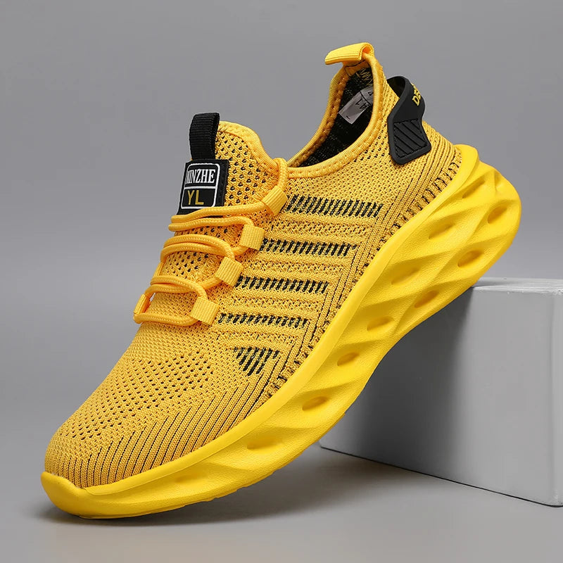 GENKCOAT Light Runner Unisex Running Shoes | Neon Yellow Cushioning | Breathable Air Mesh | Beginner Fitness