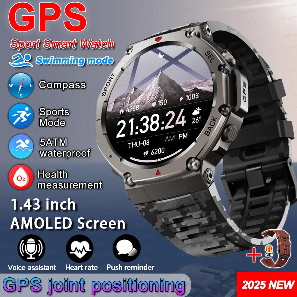 GUHUAVMI T-REX 3 GPS Smart Watch | Dual-band GNSS | 10ATM Military-Grade Toughness | 170+ Sports Modes