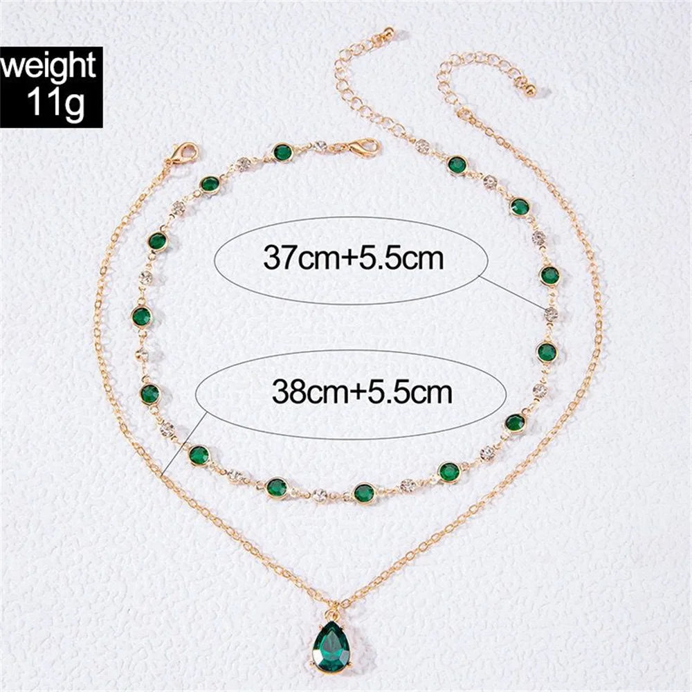 MAA-OE Punk Statement Choker Necklace | Geometric Rhinestone Pendant | Gold/Silver Tone Alloy Fashion Jewellery