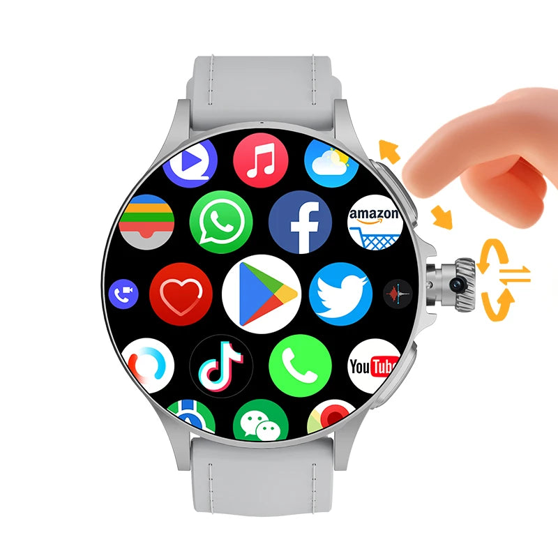 HOT GT200 Smartwatch with Android 10.0 operating system, GPS, Wi-Fi and SIM card slot. 1.95-inch AMOLED screen, rotating camera