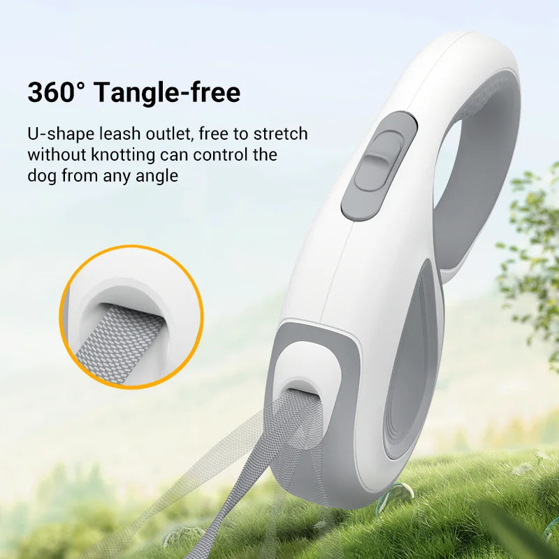 Ergonomic retractable dog leash ROJECO | 5 m, tangle-free, with one-touch brake | Durable leash for pets up to 35 kg