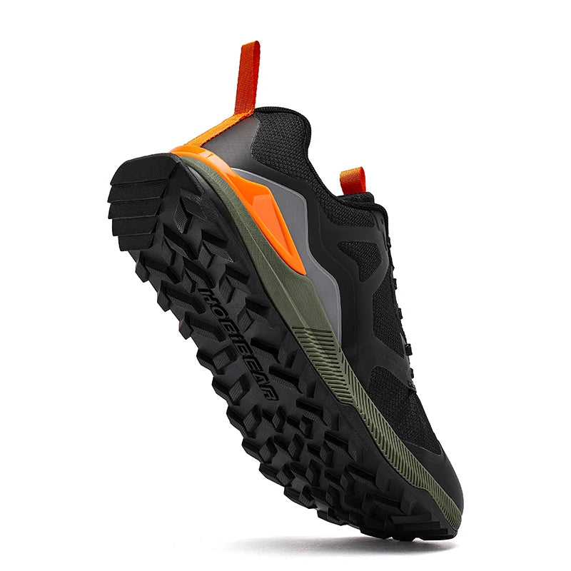 HOBIBEAR Men's Casual Trail Sneaker | Non-slip Rubber Outsole | Hiking & Walking Shoe | Green/Black/Pink