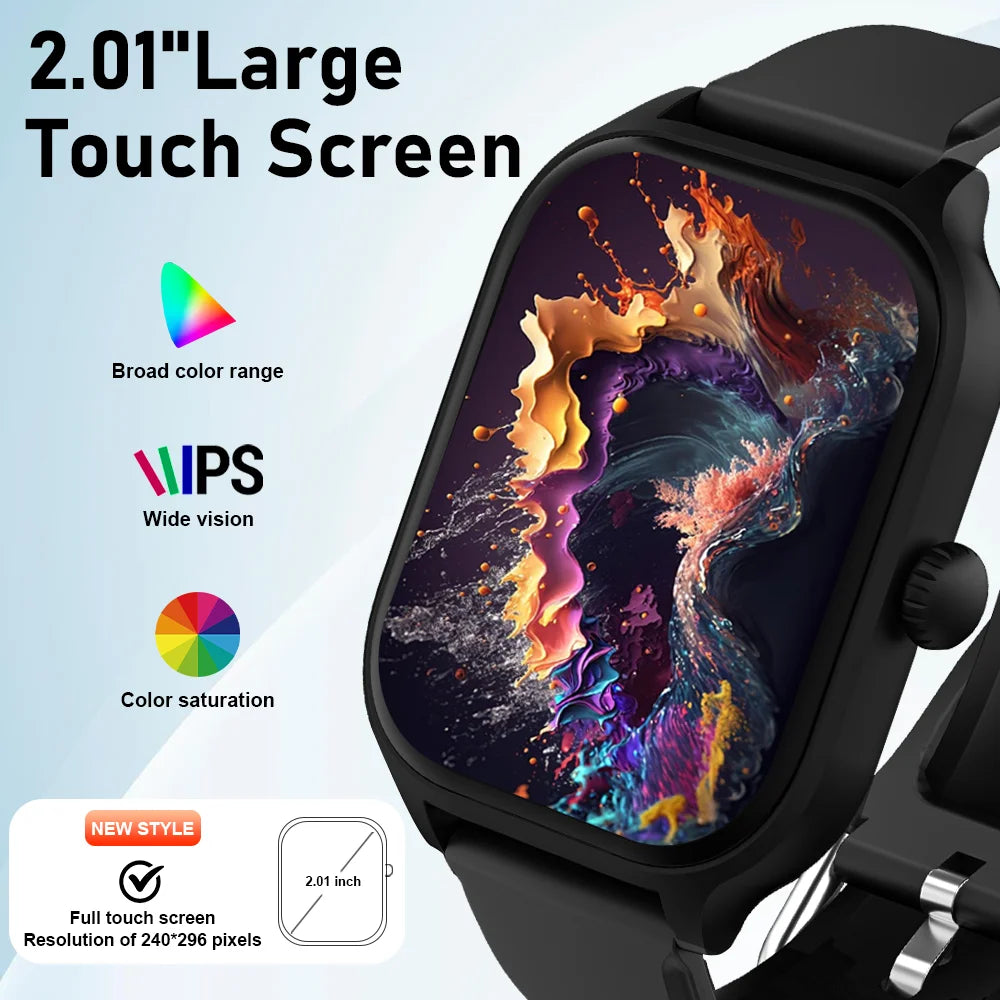 Smartwatch 2.01” IPS Large Touch Screen – Bluetooth Smart Watch with Heart Rate Monitor, Step Counter & Notifications
