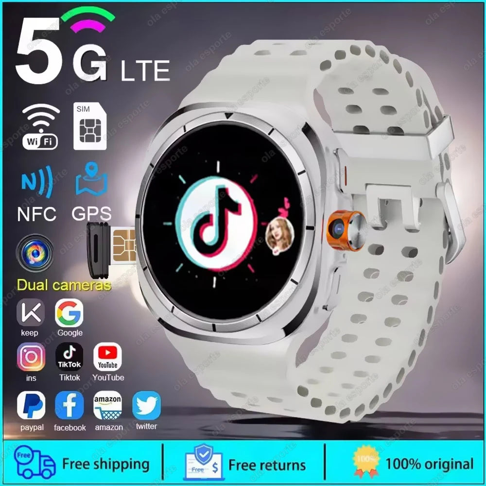 Smartwatch Ultra 8 4/5G, HD 480x480 screen, Heart Rate Monitoring, Camera, NFC, GPS, Compass and 1480mAh Battery.