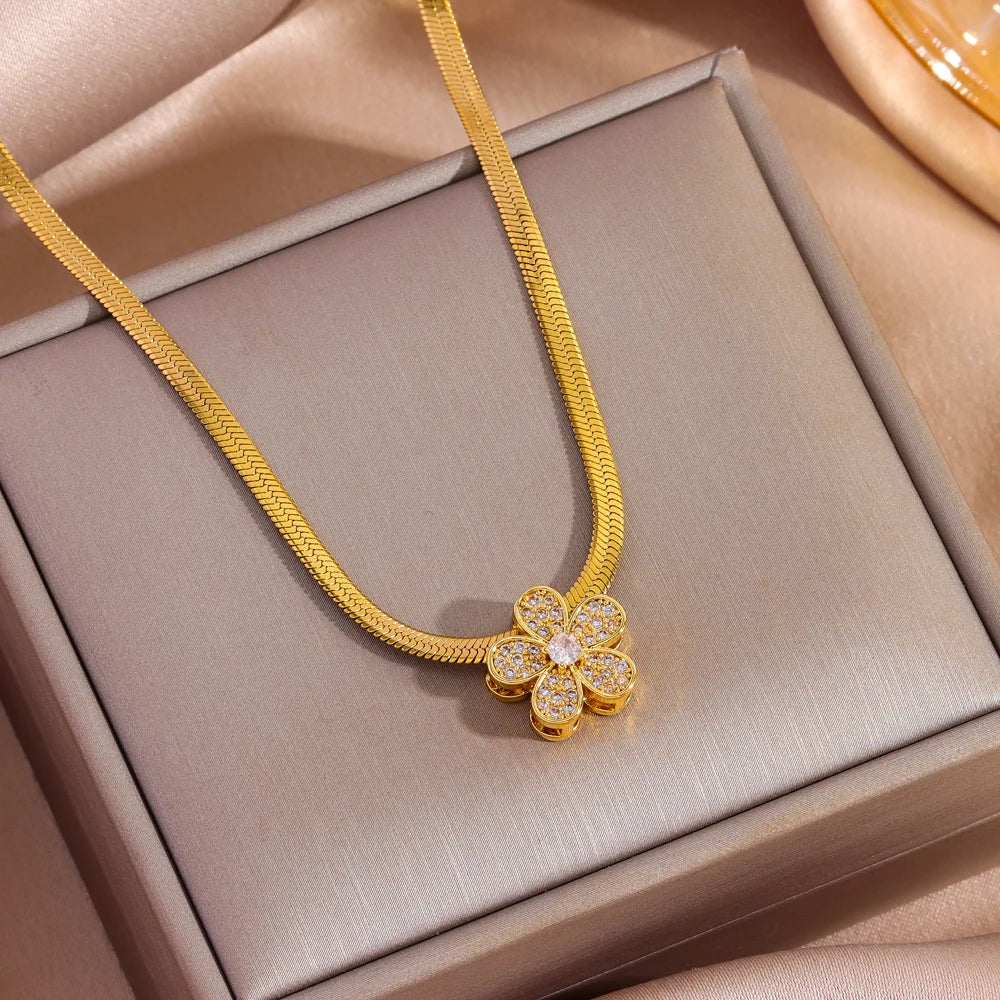 Marisa Minimalist Solitaire Necklace | 18K Gold Plated Stainless Steel Zirconia Pendant | Anti-Tarnish Jewellery