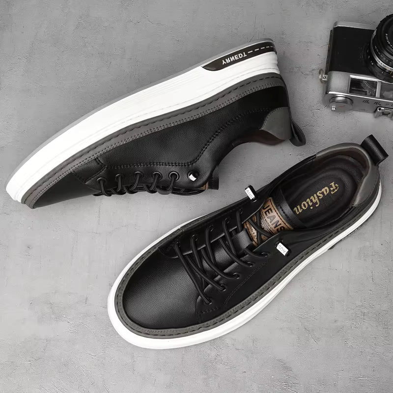 MOGACIILLO 1131 Men's Genuine Leather Casual Trainers | White Cow Leather Slip-On Shoe | Breathable & Massage