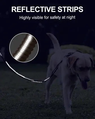 Heavy Duty Tactical Bungee Dog Leash | Zero Shock, Frog Clip & Car Seat Belt Buckle | Reflective Large Dog Lead